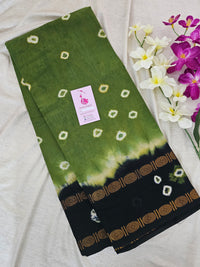 Madurai Sungadi Soft Cotton Saree with Borders -  Green with Black