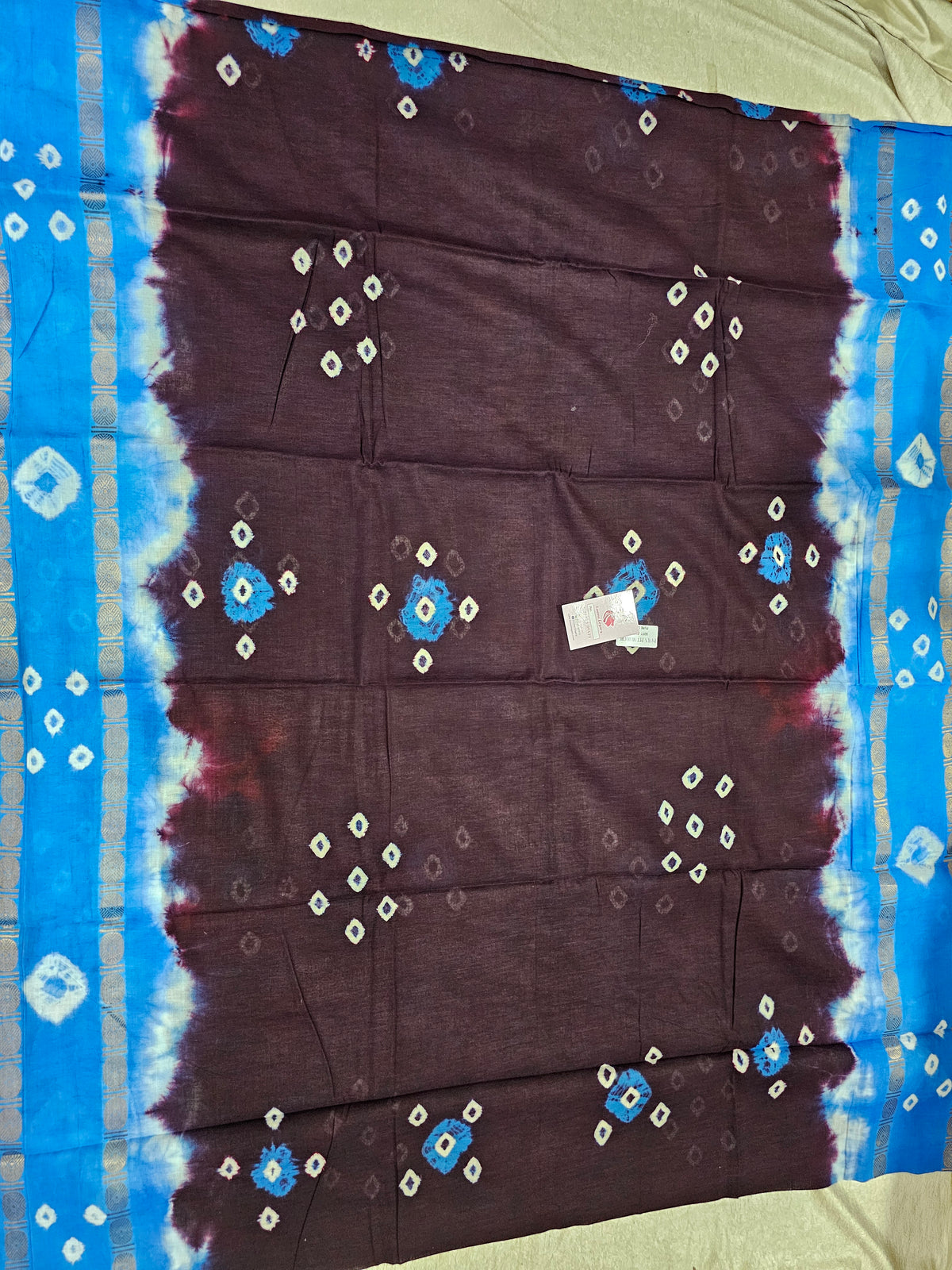 Madurai Sungadi Soft Cotton Saree with Borders - Dark Purple with Blue