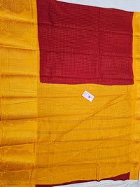 Madurai Sungadi Cotton Small Checks with Big Border Saree - Red with Yellow