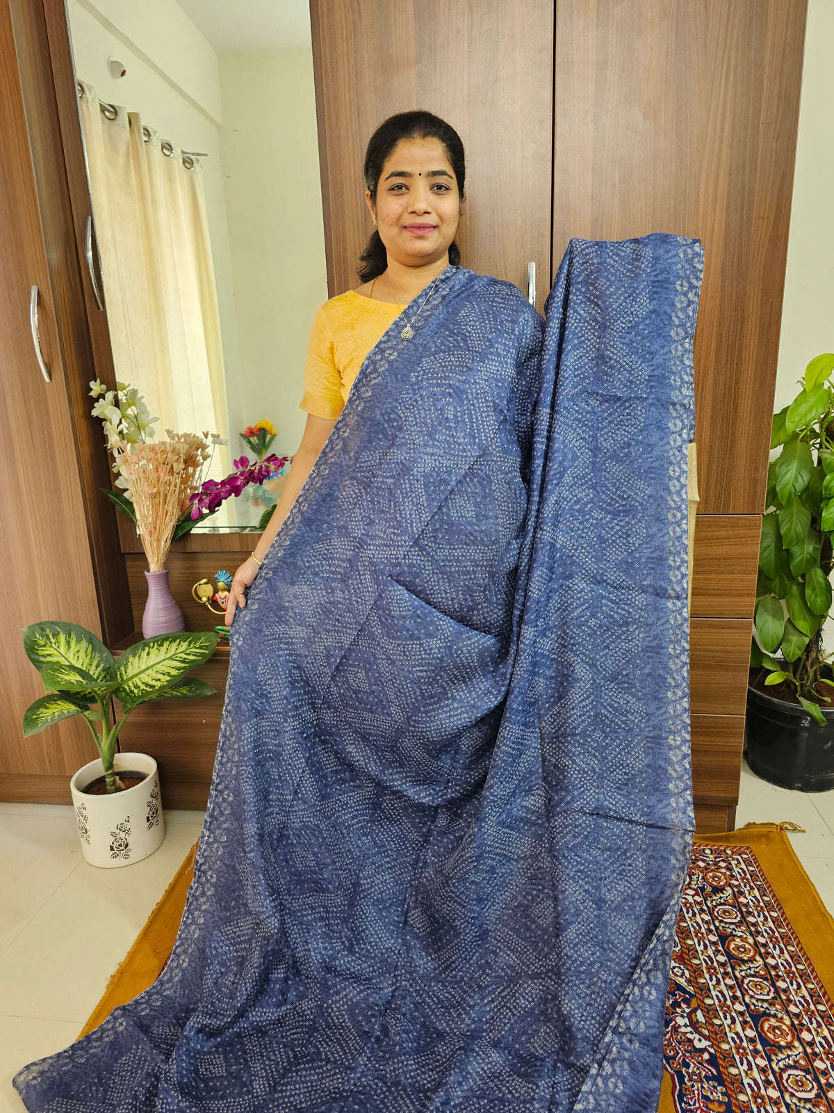 Linen Cotton with Kalamkari Pallu -Blue