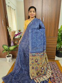 Linen Cotton with Kalamkari Pallu -Blue