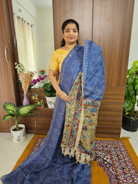 Linen Cotton with Kalamkari Pallu -Blue