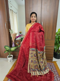 Linen Cotton with Kalamkari Pallu - Red