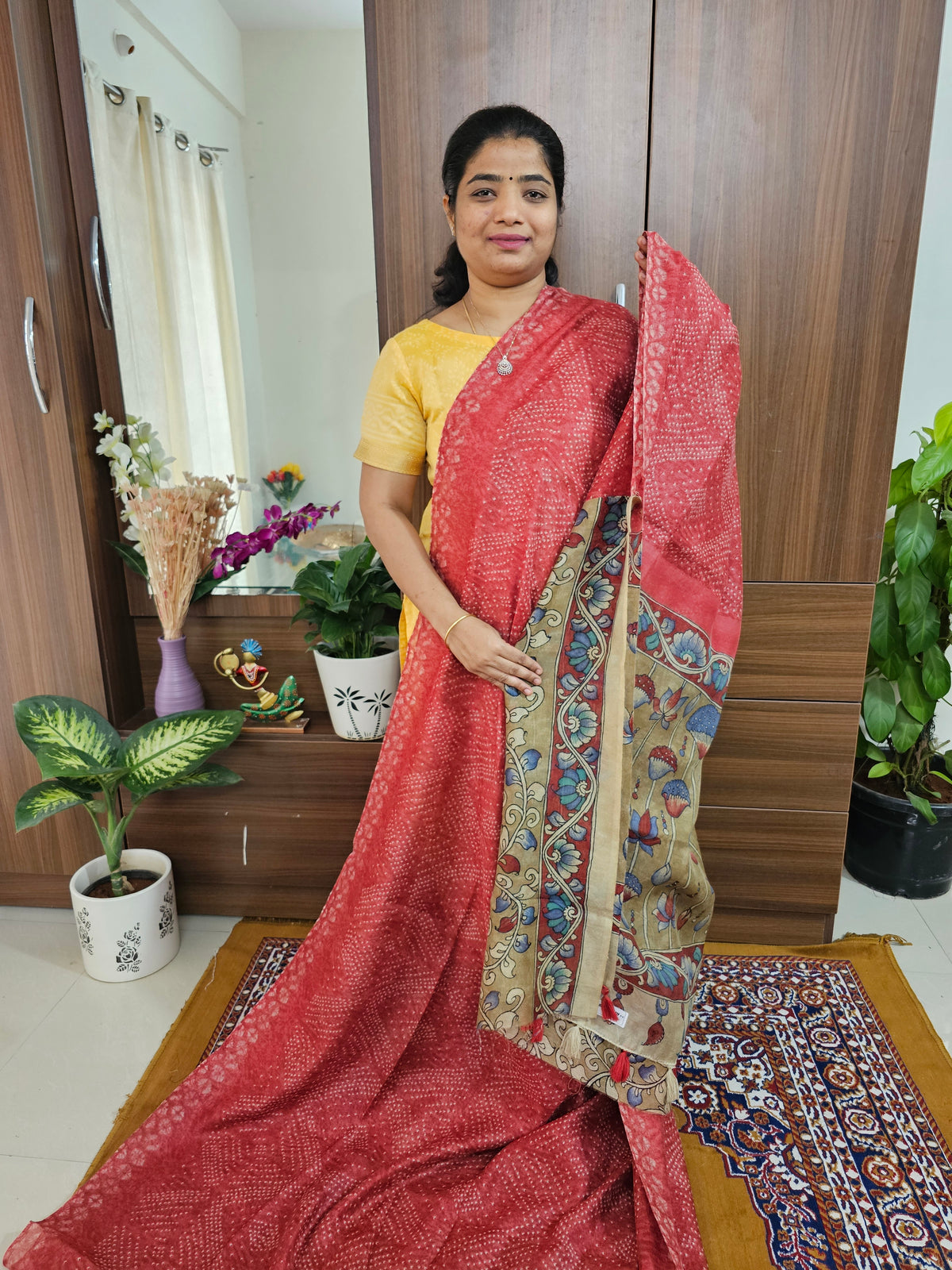 Linen Cotton with Kalamkari Pallu - Peach