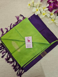 Parrot Green with Purple Pallu Handwoven Chinnalampattu Saree