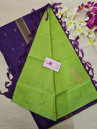 Parrot Green with Purple Pallu Handwoven Chinnalampattu Saree