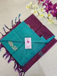 Dark Sea Green with Magenta Pink Pallu Handwoven Chinnalampattu Saree