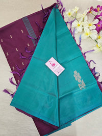 Dark Sea Green with Magenta Pink Pallu Handwoven Chinnalampattu Saree