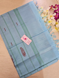 Dual Shade Peacock Green with Blue  Pallu Handwoven Chinnalampattu Saree