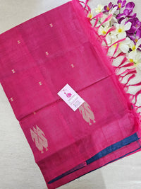 Peacock Blue with Pink Pallu Handwoven Chinnalampattu Saree