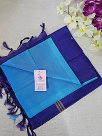 Sky Blue with Violet Pallu Handwoven Chinnalampattu Saree