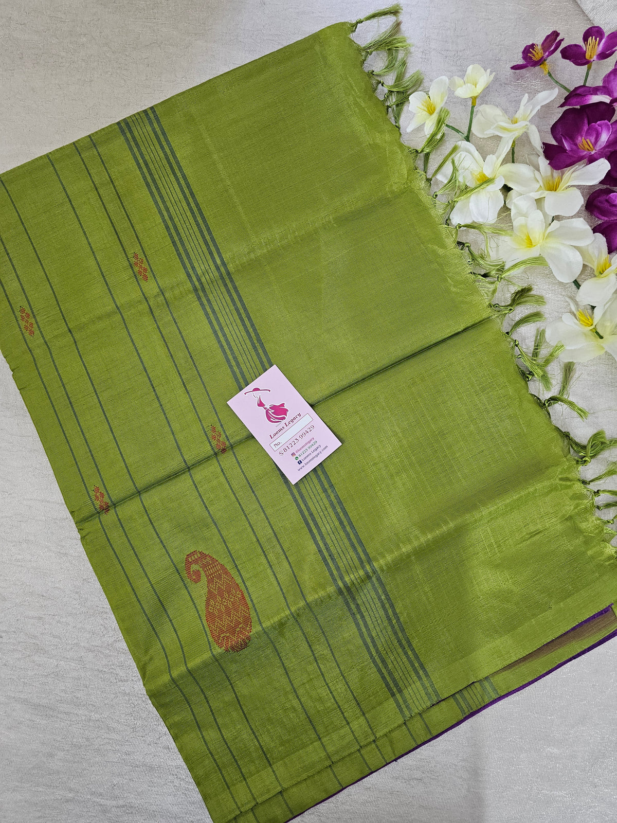 Purple with Green Pallu Handwoven Chinnalampattu Saree