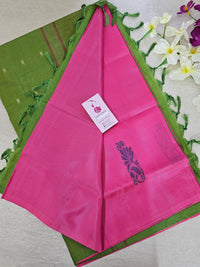 Pink with Green Pallu Handwoven Chinnalampattu Saree