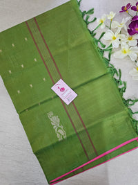 Pink with Green Pallu Handwoven Chinnalampattu Saree