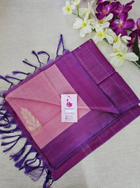 Peach with Magenta  Pink Pallu Handwoven Chinnalampattu Saree