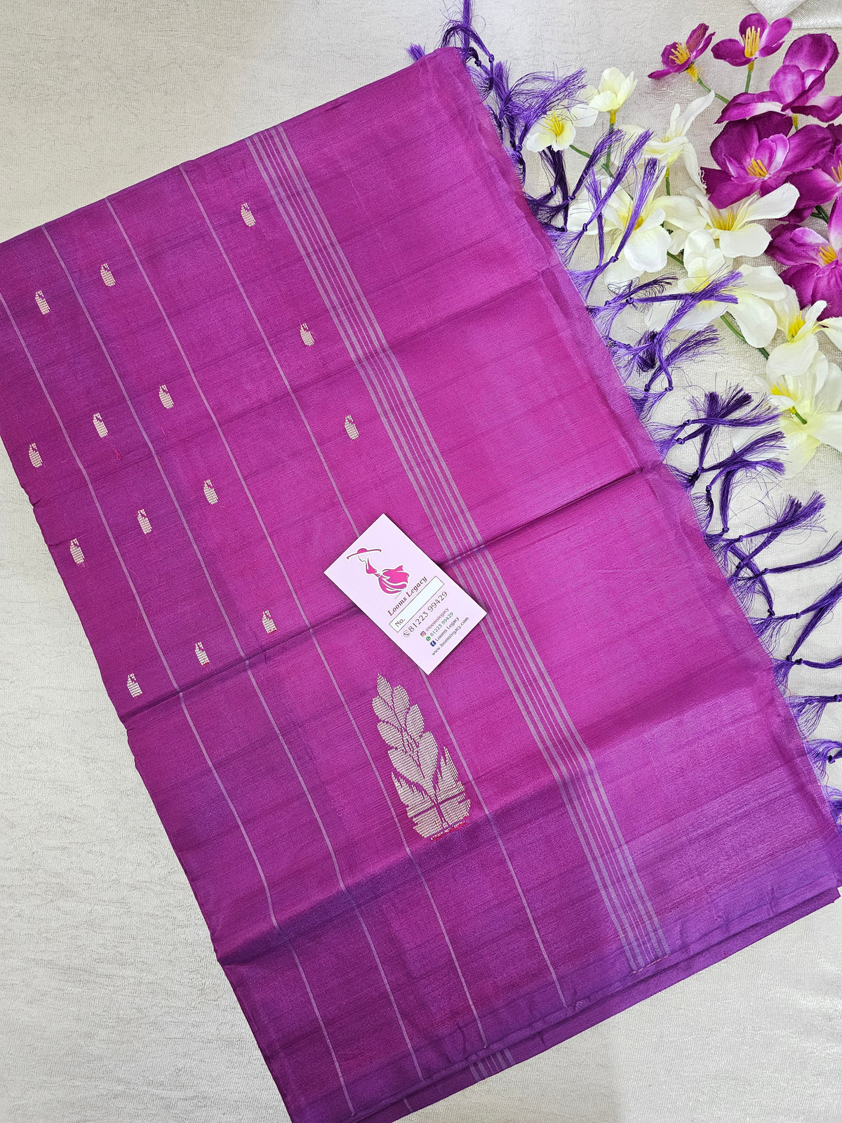 Peach with Magenta  Pink Pallu Handwoven Chinnalampattu Saree