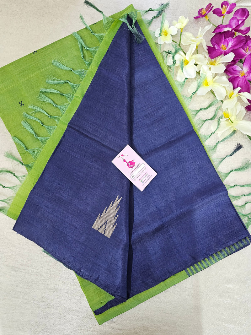 Blue with Green Pallu Handwoven Chinnalampattu Saree