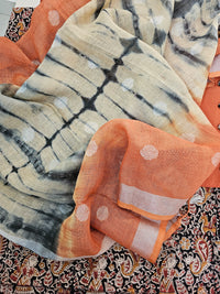 Kalamkari Soft Cotton Unstitched Salwar Suit - Rust Orange with Cream