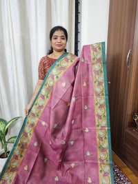 Semi Tussar with Striped Zari Weaving Saree - Pink