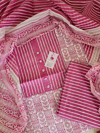 Soft Cotton Unstitched Suit - Pink