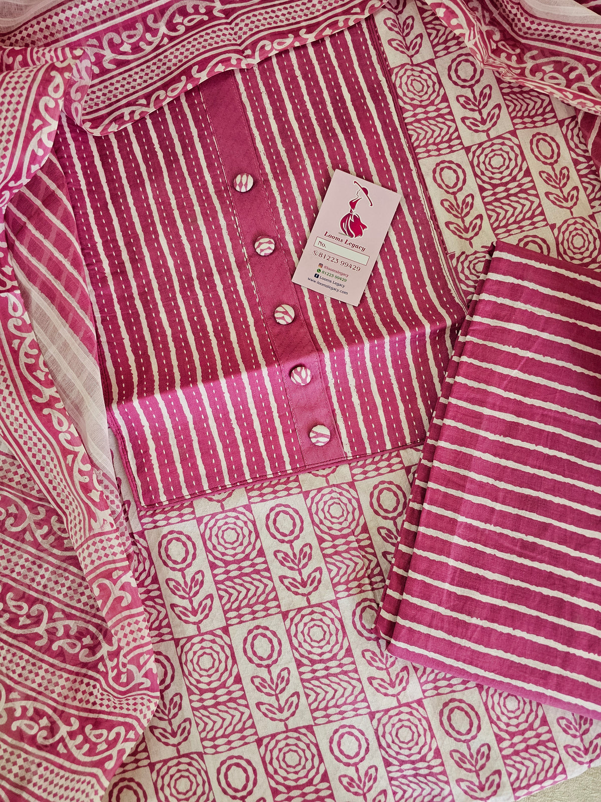 Soft Cotton Unstitched Suit - Pink