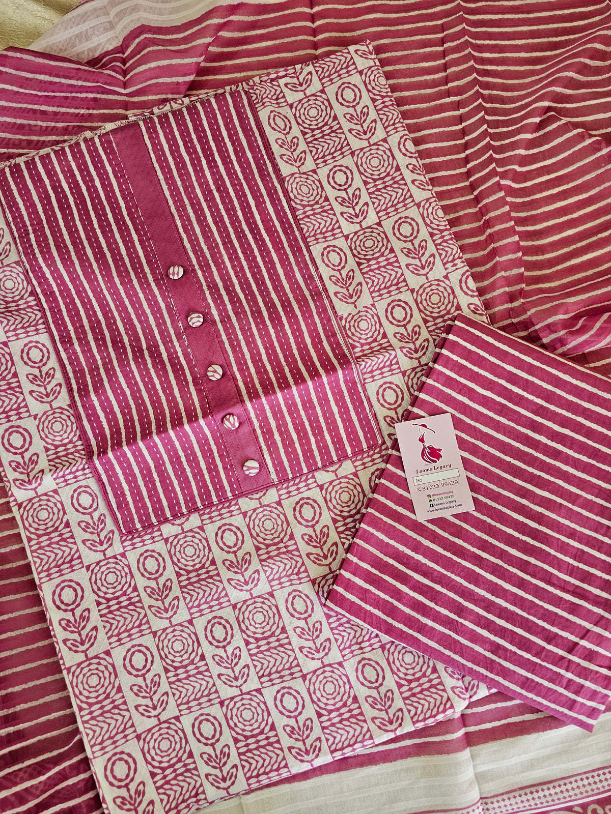 Soft Cotton Unstitched Suit - Pink