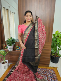 Semi Moonga Silk Saree - Red with Grey