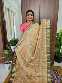 Semi Moonga Silk Saree - Yellow  with Green