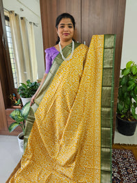 Semi Moonga Silk Saree - Yellow with Green