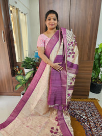 Semi Ghicha Floral Printed Saree -Purple