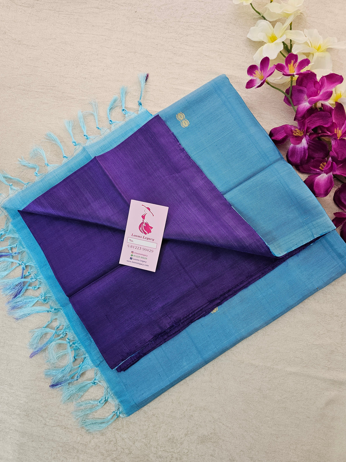 Violet with Blue Pallu Handwoven Chinnalampattu Saree