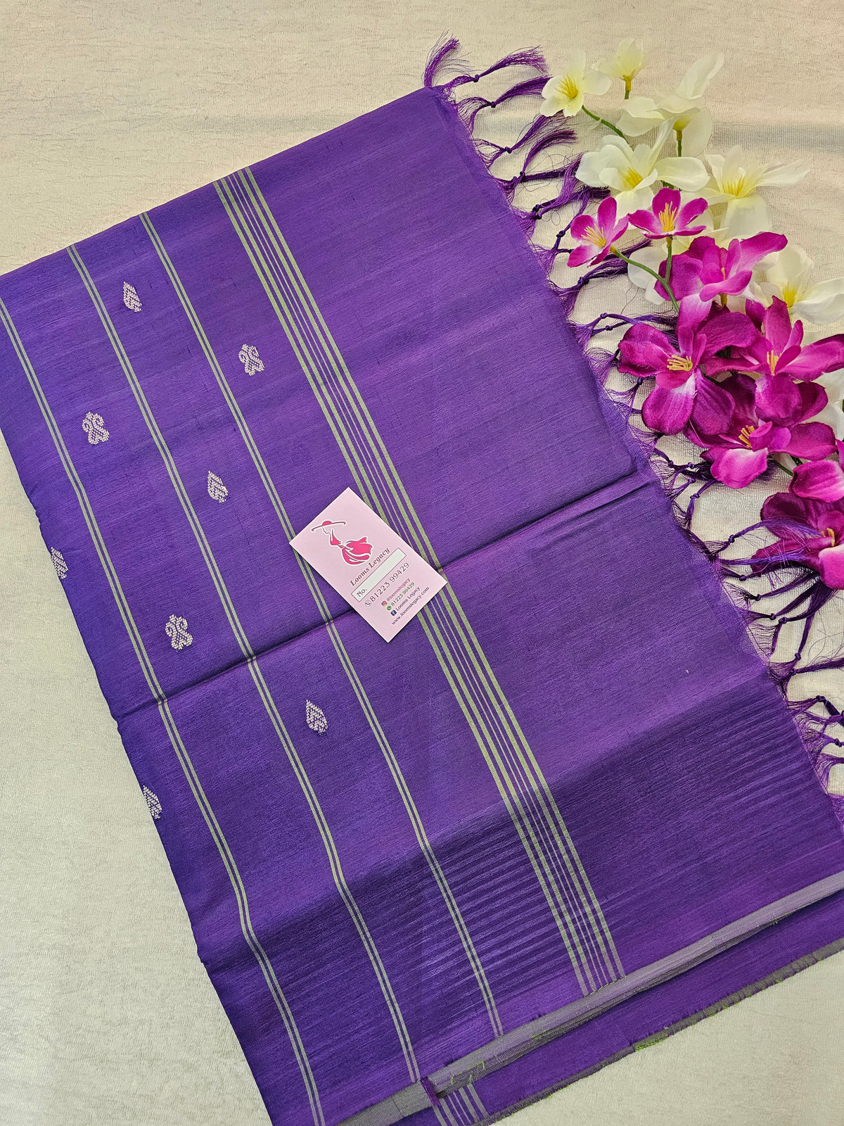 Parrot Green with Violet Pallu Handwoven Chinnalampattu Saree