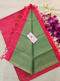 Dual Shade Green with Pink Pallu Handwoven Chinnalampattu Saree