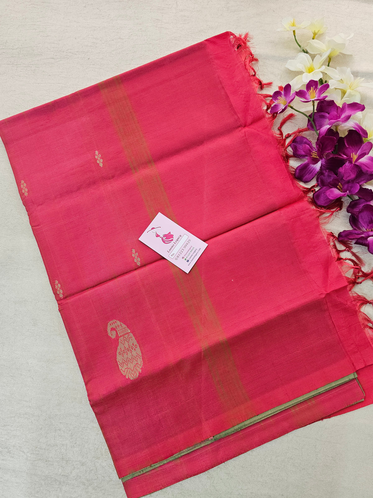 Dual Shade Green with Pink Pallu Handwoven Chinnalampattu Saree