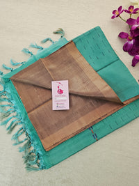 Copper Shade with Sea Green Pallu Handwoven Chinnalampattu Saree