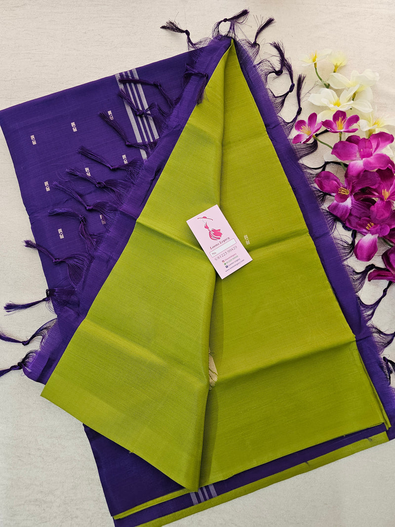 Green with Violet Pallu Handwoven Chinnalampattu Saree