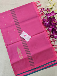 Dark Sea Green with Pink Pallu Handwoven Chinnalampattu Saree