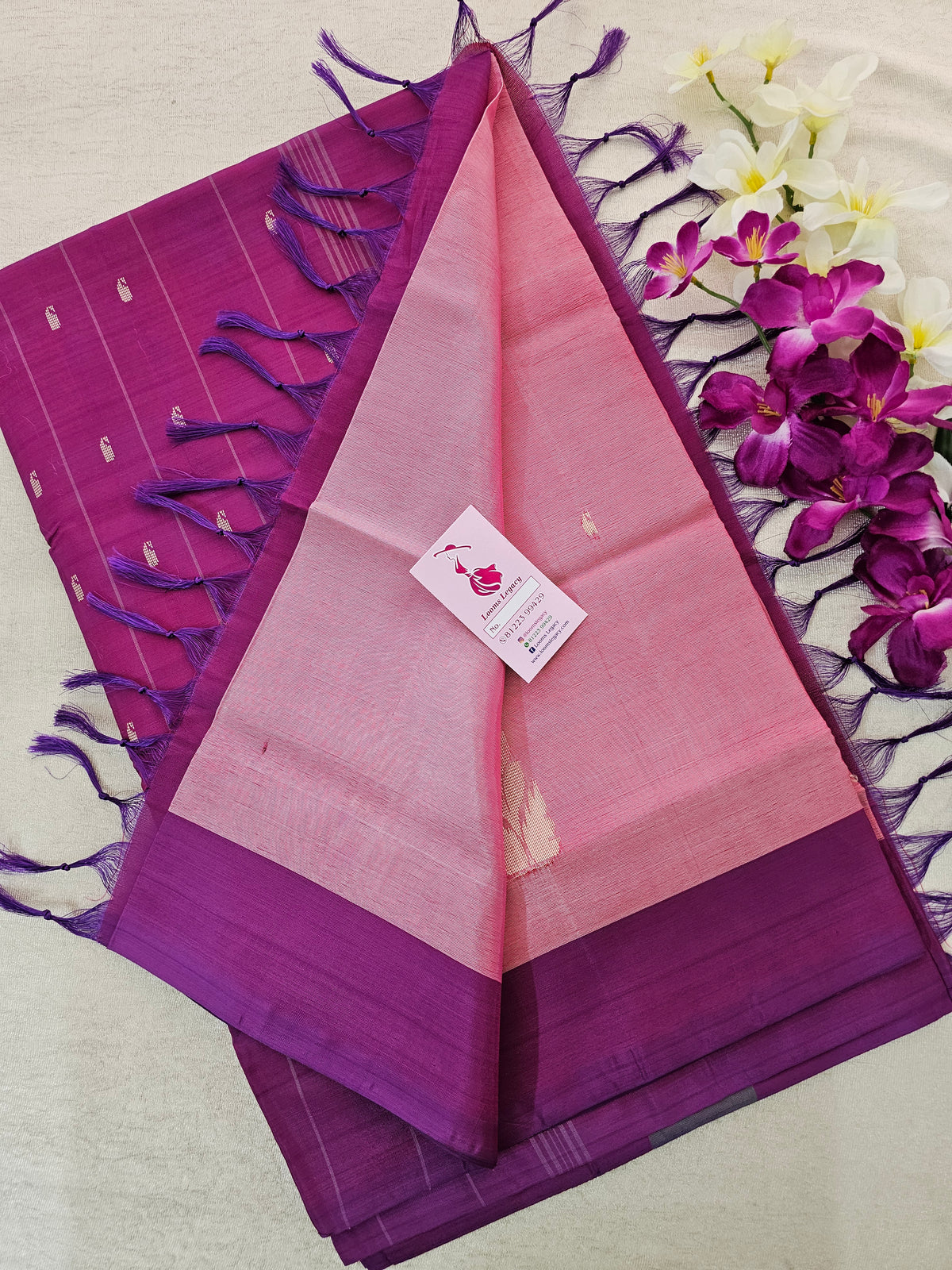 Pink with Magenta Pink Pallu Handwoven Chinnalampattu Saree