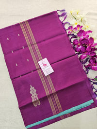 Sea Blue with Purple Pallu Handwoven Chinnalampattu Saree