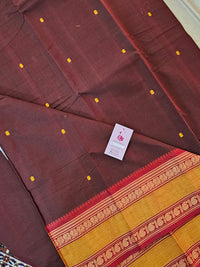 Kanchi Cotton Saree - Brown with Maroon