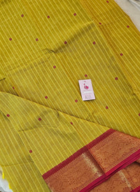 Kanchi Cotton Saree - Mustard Yellow with Pink