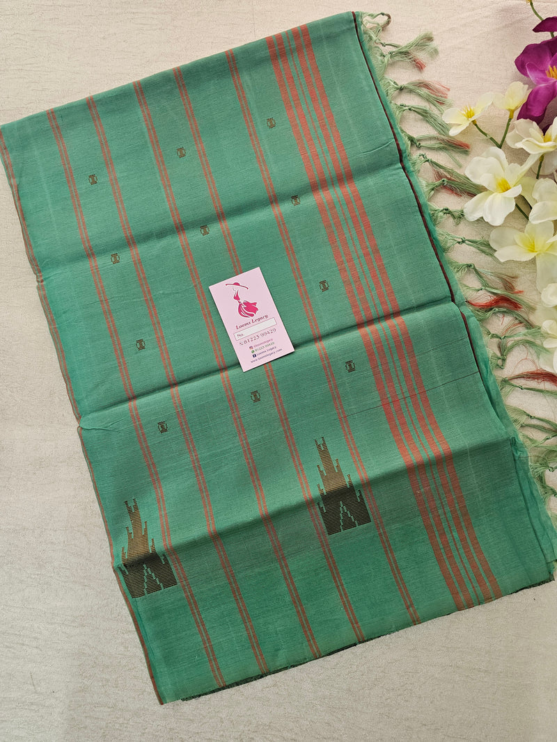 Marron with Sea Green Pallu Handwoven Chinnalampattu Saree