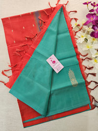 Sea Green with Red  Pallu Handwoven Chinnalampattu Saree