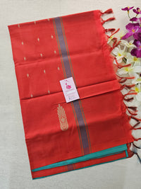 Sea Green with Red  Pallu Handwoven Chinnalampattu Saree