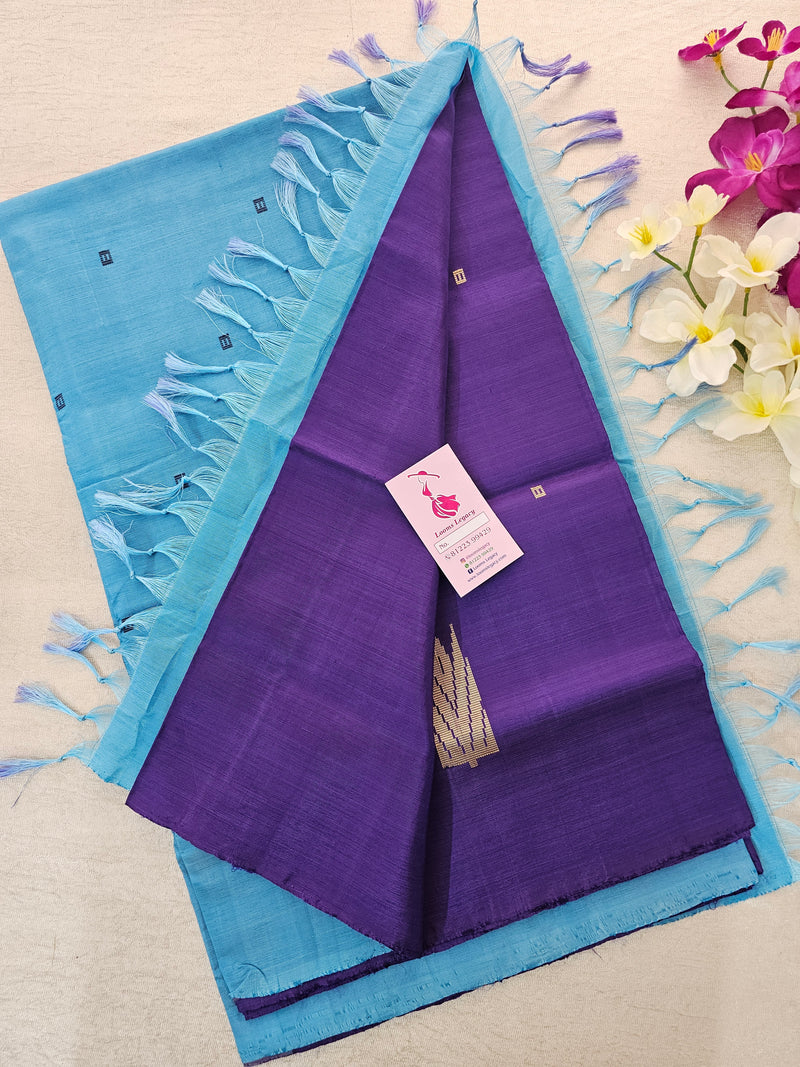 Purple with Blue Pallu Handwoven Chinnalampattu Saree