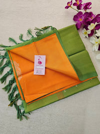 Orange with Green Pallu Handwoven Chinnalampattu Saree