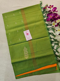 Orange with Green Pallu Handwoven Chinnalampattu Saree