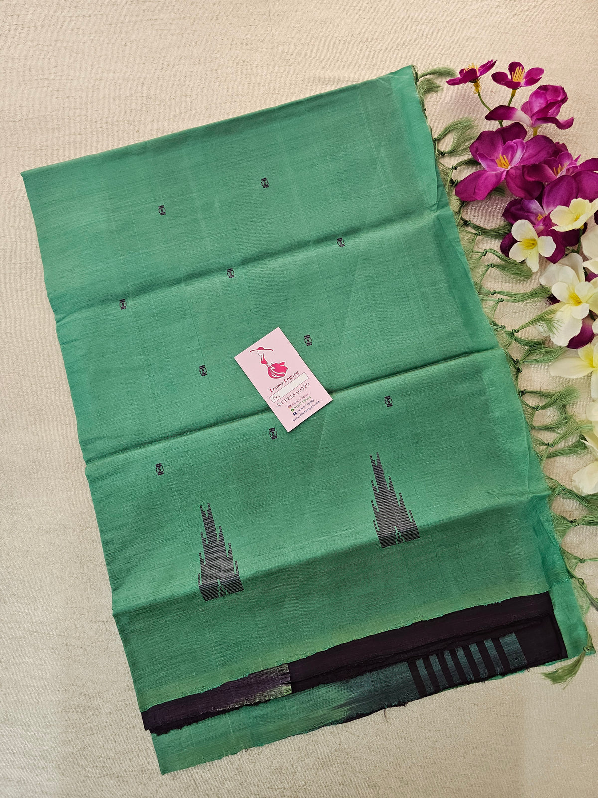 Dark Purple with Sea Green Pallu Handwoven Chinnalampattu Saree