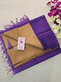 Beige with Purple Pallu Handwoven Chinnalampattu Saree