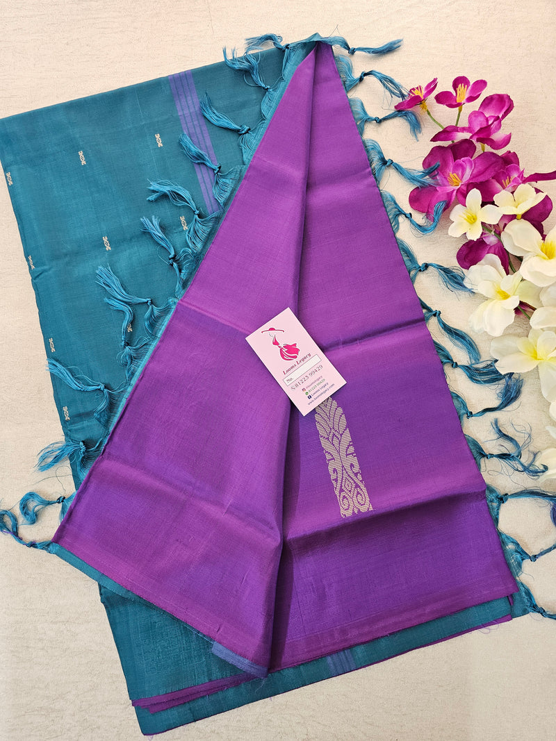 Purple with Peacock Green Pallu Handwoven Chinnalampattu Saree